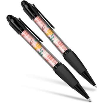 可愛設計黑色筆帶蓋 - 粉色仙人掌 x 2支